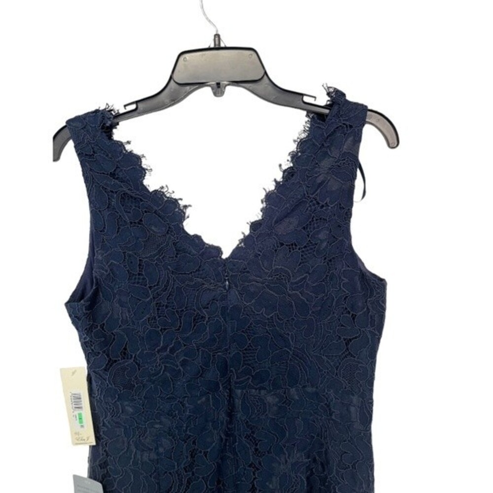 NWT ELIZA J | Navy Lace Frayed Floral Sleeveless V Neck Formal Hi-Lo Dress 8 - Picture 10 of 15